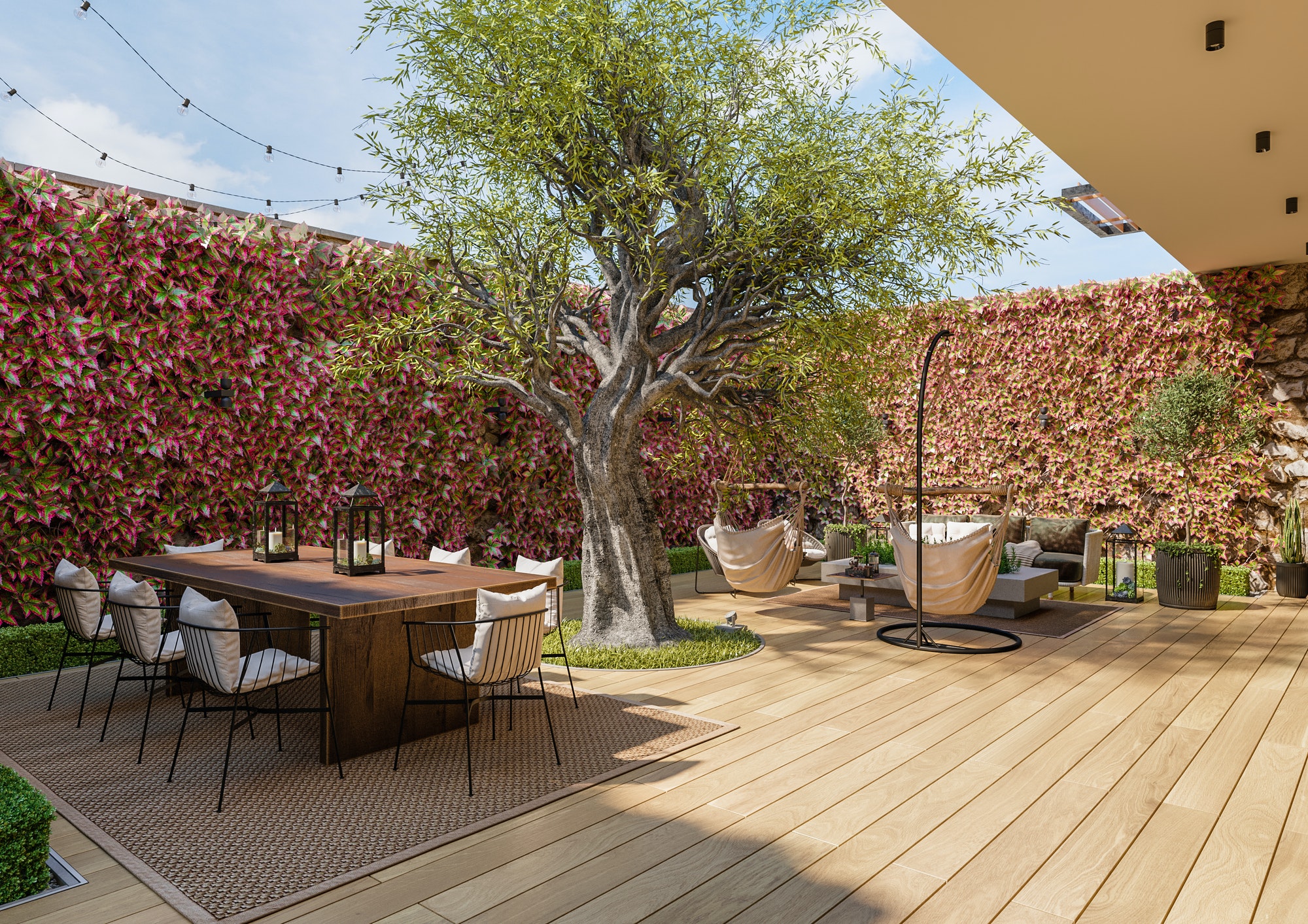 Villa interior and exterior design view