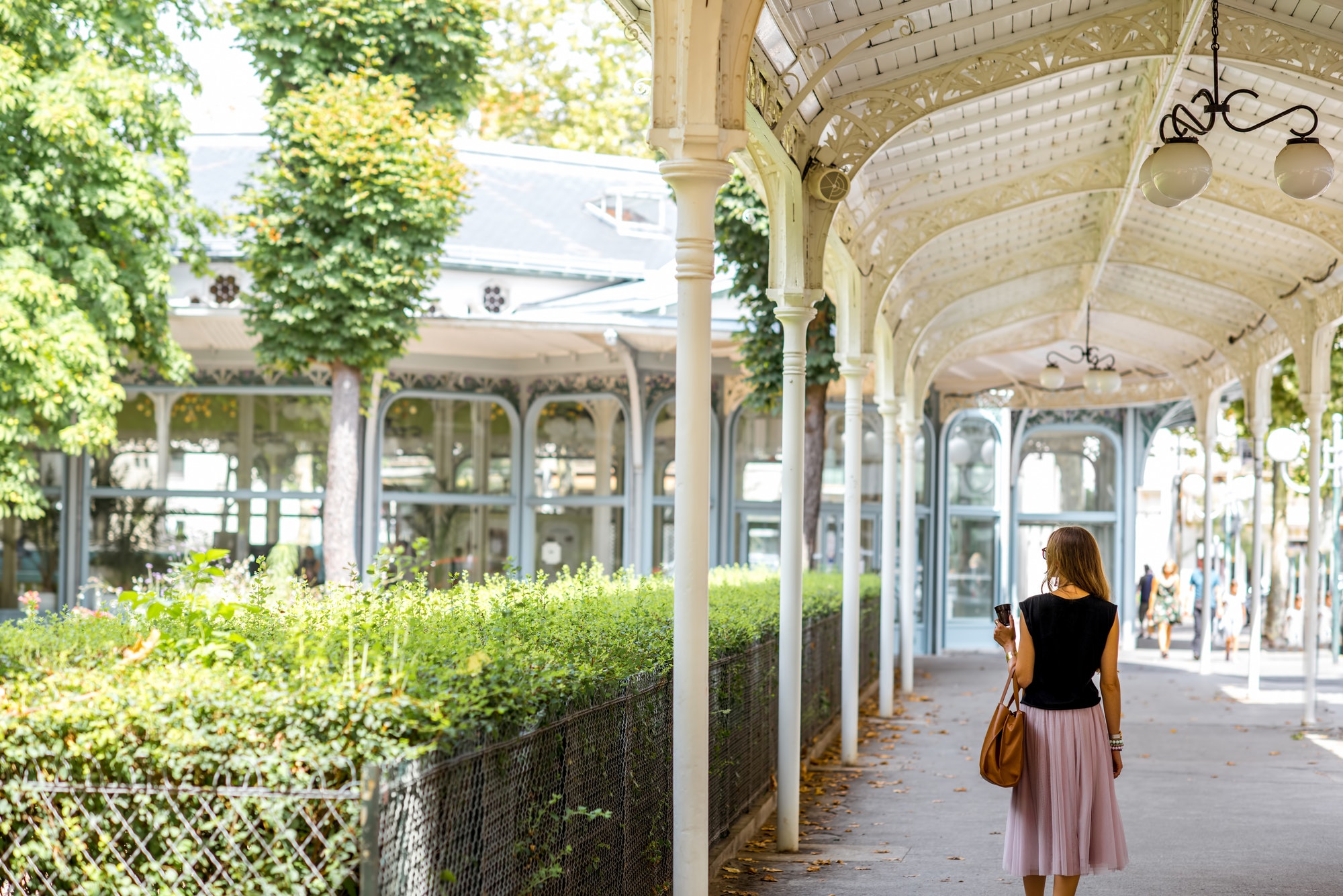 Woman in Vichy resort, France
